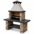 Garten-Grillkamin aus Stein, 140 × 80 × 210 cm, Grau/Braun/Schwarz