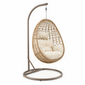 Freistehender Hängesessel mit Metallgestell, Beige/Taupe, 105 × 105 × 195 cm